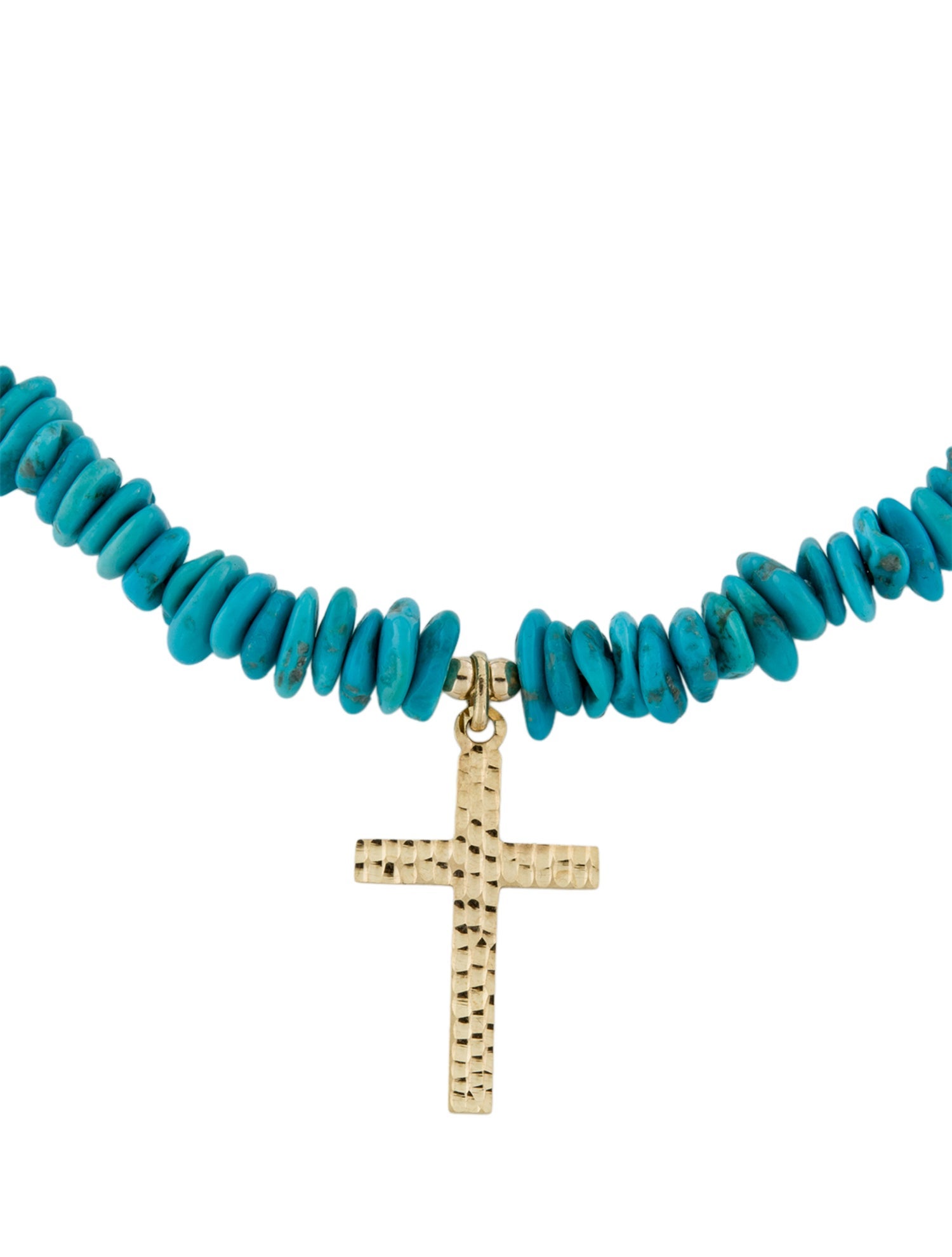 Necklace 14K Turquoise Bead Cross Pendant Necklace